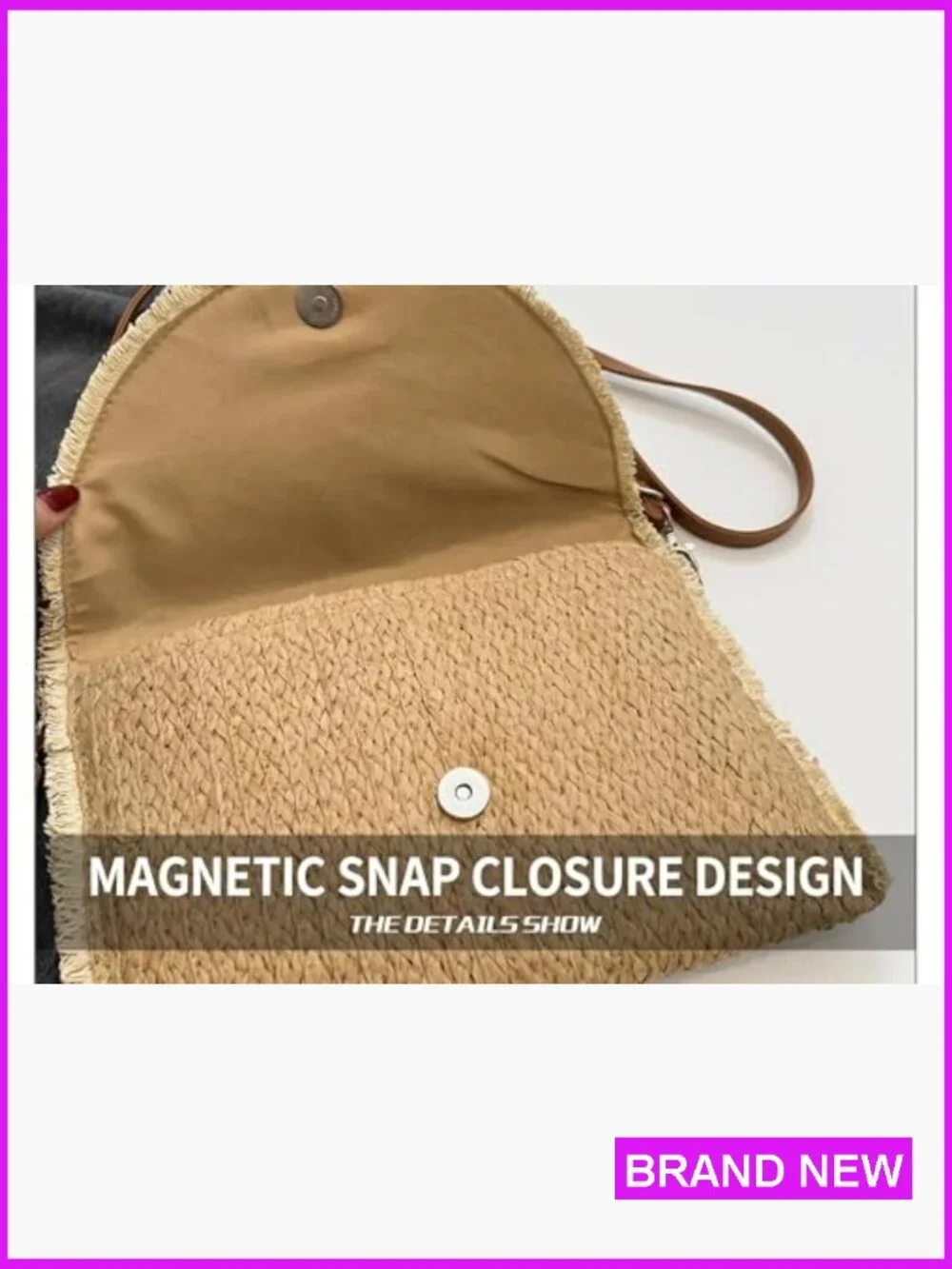 Straw Clutch Purse Summer Woven Handbag Crossbody Shoulder Bag Envelope